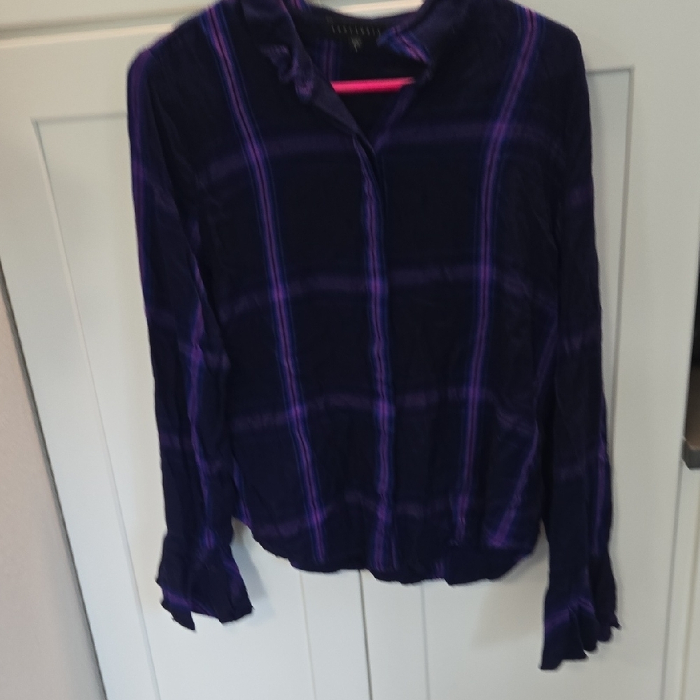 Sanctuary Ultra Violet Plaid Blouse